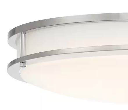 Commercial Electric DC Series 16 in. Contemporary Low-Profile Brushed Nickel Selectable Dimmable LED Flush Mount with for Kitchens