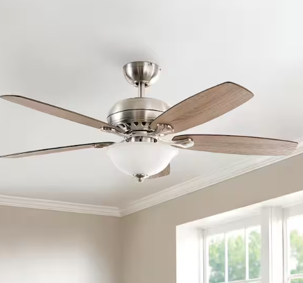Hampton Bay Southwind II 52 in. Indoor LED Brushed Nickel Ceiling Fan with Light Kit, Reversible Blades and Remote Control