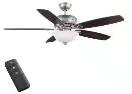 Hampton Bay Southwind II 52 in. Indoor LED Brushed Nickel Ceiling Fan with Light Kit, Reversible Blades and Remote Control