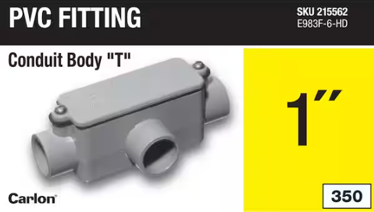 Carlon 1 in. Schedule 40 and 80 Electrical PVC Type-T Conduit Body (E983F-6-HD)