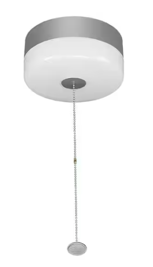 Commercial Electric Spin Light 7 in. Pull Chain Satin Nickel Accent LED Flush Mount Ceiling Light 11.5W Soft White 3000K Install E26 Base