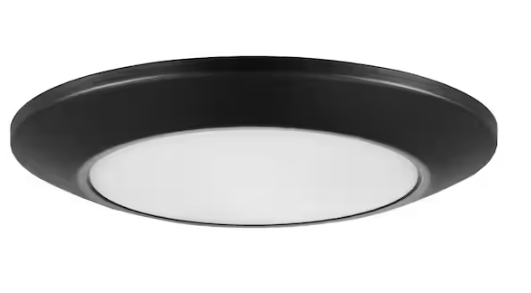 Commercial Electric 1-Pack 6 in. LED Surface Mount Downlight Flush Mount Disk Light, 600-900-1100LM, Selectable CCT 2700K-5000K, Black