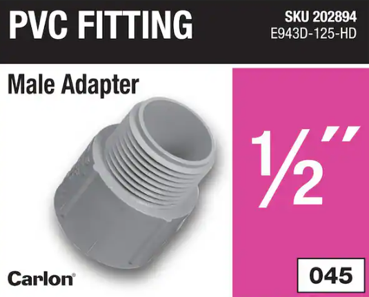 Carlon 1/2 in. Electrical PVC Male Adapter (E943D-125-HD)