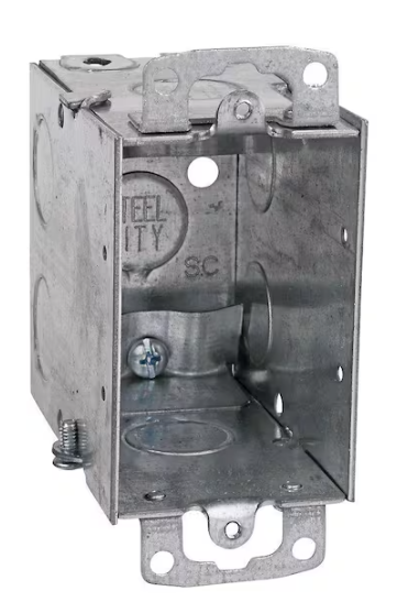 3 in. Steel Electrical Box with 1/2 in. Knockouts and Non-Metallic Cable Clamps