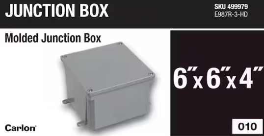 Carlon 6 in. x 6 in. x 4 in. Gray Electrical PVC Junction Box (E987R-3-HD)