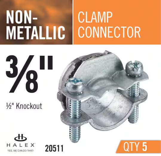 Halex 3/8 in. Non-Metallic (NM) Twin-Screw Cable Clamp Connectors (5-Pack)