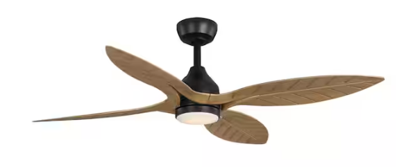 Hampton Bay- Melba 54 in. Indoor/Outdoor Matte Black Ceiling Fan with Remote and White Color Changing Integrated LED