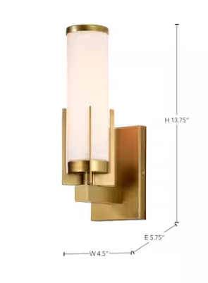 SATCO- Roselle 4.5 in. 1-Light Natural Brass Contemporary Vanity Light with White Glass Shade