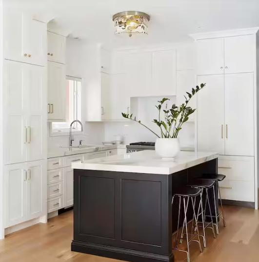 LamQee- 9.8 in. 2-Light Brushed Nickel Flush Mount Ceiling Light with Clear Hammered Glass