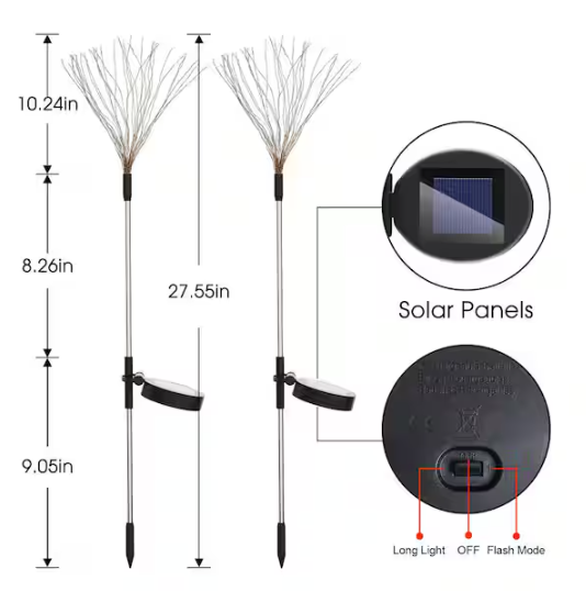 Briignite LED Firework Garden Lights - 120 LEDs, Warm White, 40 Copper Wires (2-Pack)