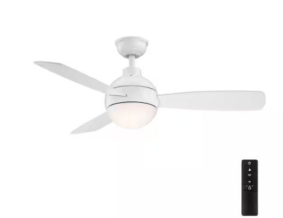 Home Decorators Collection Alisio 44 in. LED White Ceiling Fan with Light and Remote Control