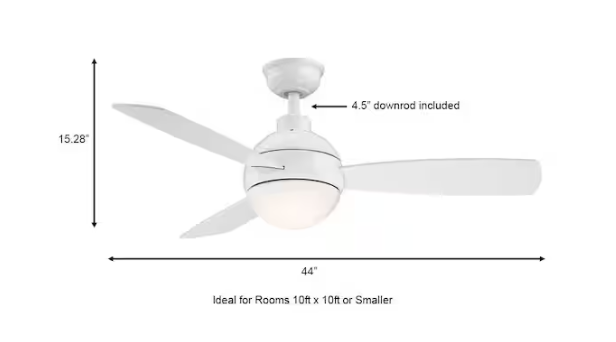 Home Decorators Collection Alisio 44 in. LED White Ceiling Fan with Light and Remote Control