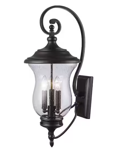 Monteaux Lighting 3-Light Bronze Extra Large Outdoor Wall Light Fixture with Clear Seeded Glass