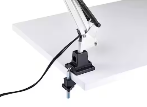 Bostitch 17 in. LED White Swing Arm Desk Lamp with Metal Clamp Mount *MISSING SHADE*