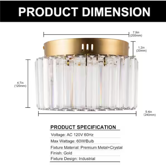 YANSUN 10 in. Gold Cylinder 1-Light Dimmable LED Flush Mount Ceiling Light Fixture with 3CCT Control