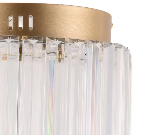 YANSUN 10 in. Gold Cylinder 1-Light Dimmable LED Flush Mount Ceiling Light Fixture with 3CCT Control