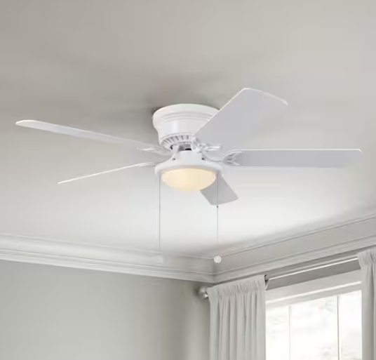 Hampton Bay Hugger 52 in. LED Indoor White Ceiling Fan with Light Kit