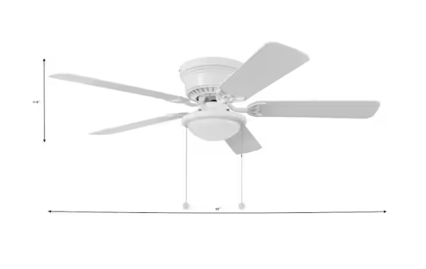 Hampton Bay Hugger 52 in. LED Indoor White Ceiling Fan with Light Kit