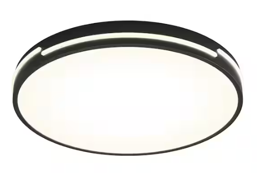 Artika Delray 15 in. 1-Light Black LED Flush Mount Ceiling Light