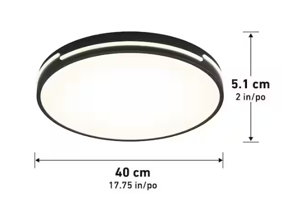 Artika Delray 15 in. 1-Light Black LED Flush Mount Ceiling Light