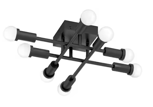 Artika Aristo 20 in. 8-Light Modern Black Integrated LED 3 CCT Flush Mount Ceiling Light Fixture for Kitchen or Bedroom