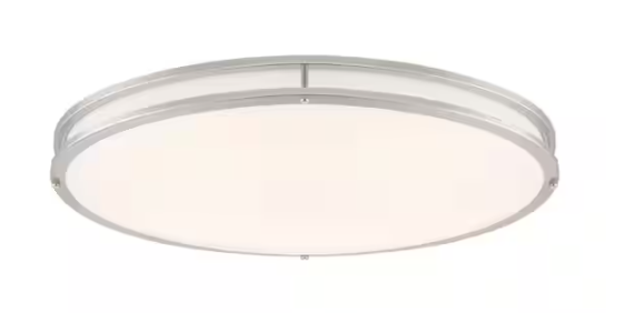 Commercial Electric 1-Pack Commercial Electric 24 in. Modern Brushed Nickel Selectable CCT Integrated LED Flush Mount for Kitchens