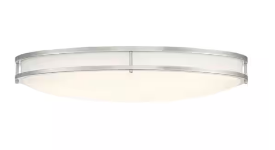 Commercial Electric 1-Pack Commercial Electric 24 in. Modern Brushed Nickel Selectable CCT Integrated LED Flush Mount for Kitchens