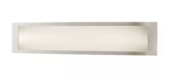 Hampton Bay Woodbury 24.6 in. 1-Light Brushed Nickel Integrated LED Bathroom Vanity Light Bar with Frosted Acrylic Shade