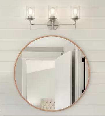 Hampton Bay Ayelen 22 in. 3-Light Brushed Nickel Modern Bathroom Vanity Light