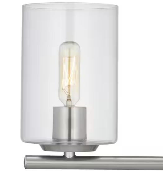 Hampton Bay Champlain 22.375 in. 3-Light Brushed Nickel Modern Bathroom Vanity Light with Clear Glass Shades