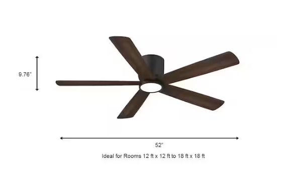 Home Decorators Collection Britton 52 in. Integrated LED Indoor Matte Black Ceiling Fan with Light Kit and Remote Control