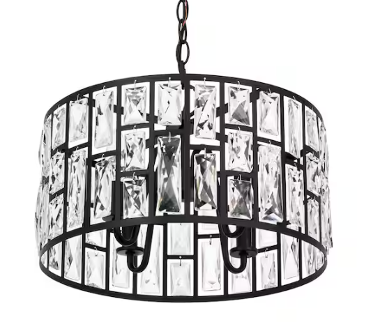 Home Decorators Collection Kristella 4-Light Black Crystal Chandelier