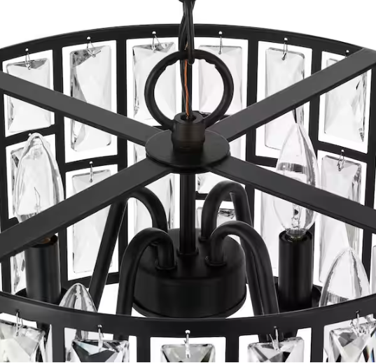 Home Decorators Collection Kristella 4-Light Black Crystal Chandelier