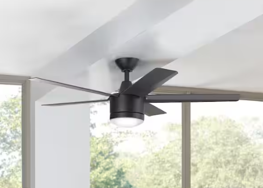 Home Decorators Collection Merwry 52 in. Integrated LED Indoor Matte Black Ceiling Fan with Light Kit and Remote Control