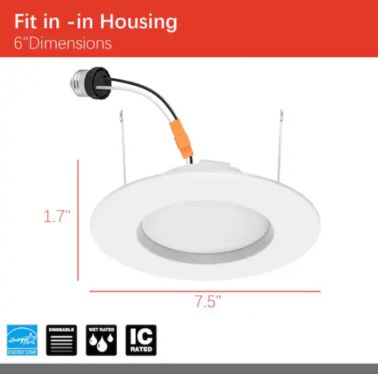 Commercial Electric 5/6 in. Integrated LED Recessed Retrofit Light Trim with Selectable Color Temperature, (12-Pack)