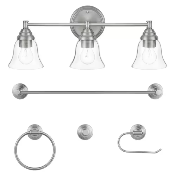 Hampton Bay Marsden 5-Piece Bath Set Brushed Nickel Finish