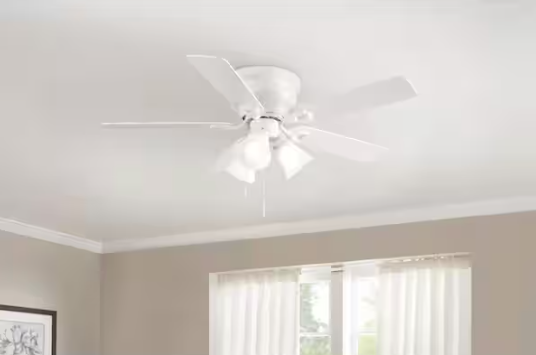 Hampton Bay Clarkston II 44 in. LED Indoor White Ceiling Fan with Light Kit