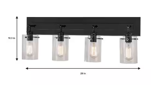Hampton Bay Regan 29.13 in. 4-Light Espresso Bronze Vanity Light with Clear Glass Shades