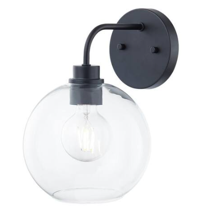 Hampton Bay Vista Heights 8 in. 1-Light Matte Black Vanity Light