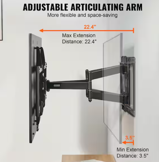 VEVOR TV Wall Mount Fits for 37-90 in Full Motion TV Mount Monitor Swivel Tilt Horizontal Adjustment Bracket Holds 165 lbs.
