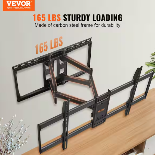 VEVOR TV Wall Mount Fits for 37-90 in Full Motion TV Mount Monitor Swivel Tilt Horizontal Adjustment Bracket Holds 165 lbs.