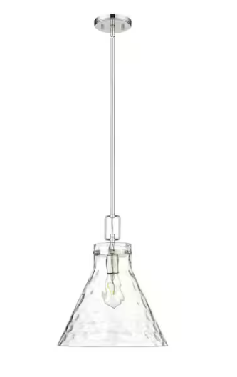 Millennium Lighting Barlon 60-Watt 1-Light Polished Nickel Pendant-Light Clear Water Shade