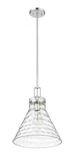 Millennium Lighting Barlon 60-Watt 1-Light Polished Nickel Pendant-Light Clear Water Shade