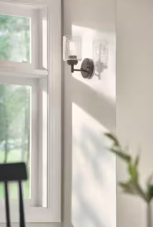 KICHLER Winslow 1-Light Olde Bronze Bathroom Indoor Wall Sconce Light with Clear Seeded Glass Shade