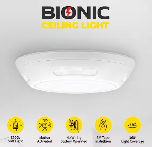 Bell + Howell Ceiling Light 7.13 in. White 34 Integrated LED 300-Lumens Flush Mount Light