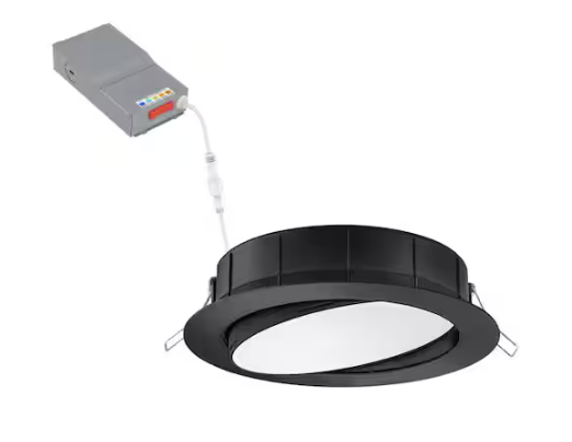 Juno WF6 ADJ 6 in. Selectable Color Temperature New Construction or Remodel Matte Black Recessed Integrated LED Gimbal Kit