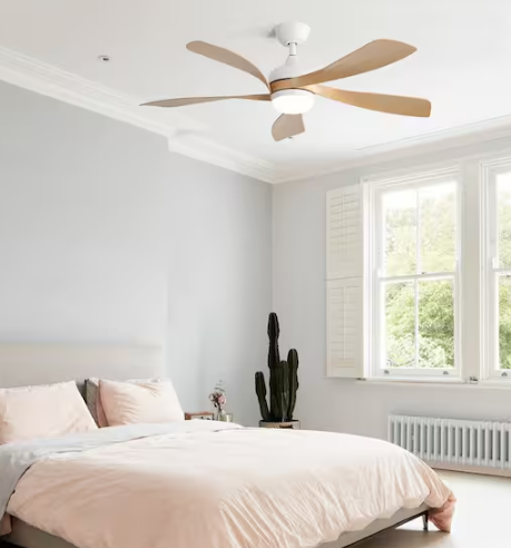 52 in. Rustic Natural Indoor Ceiling Fan Light with 3 Color Dimmable and Ultra-Quiet DC Motor