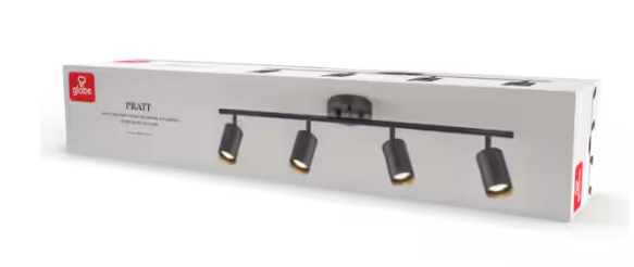 Globe Electric 2.5 ft. 4-Light Matte Black Fixed Track Lighting Kit