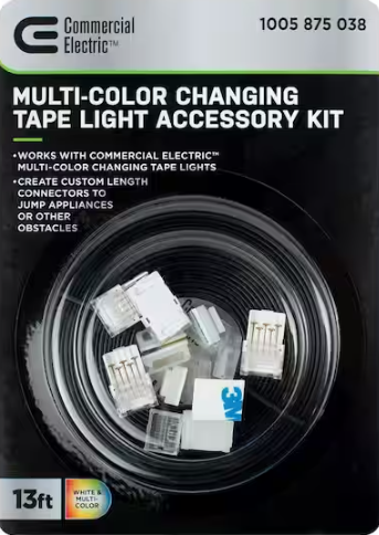 Commercial Electric 13 ft. Connector Cord LED Strip Light Accessory Pack (RGB+W) (4 Wire-to-Tape Connectors, 6 Wire Mounting Clips)