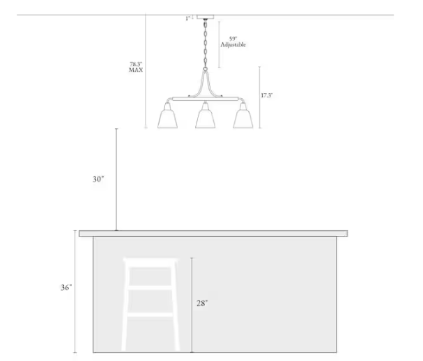 LNC Minimalist Modern 3-Light Brass Linear Chandelier with Classic Bell Clear Glass Shades Island Pendant for Dining Room